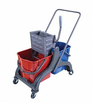 Temizlik Arabası Plastik Taşıyıcı ve Metal Pres